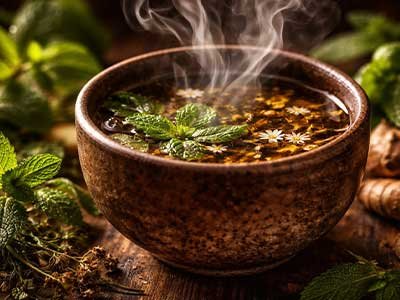 Une infusion fumante (Tisane Calma)